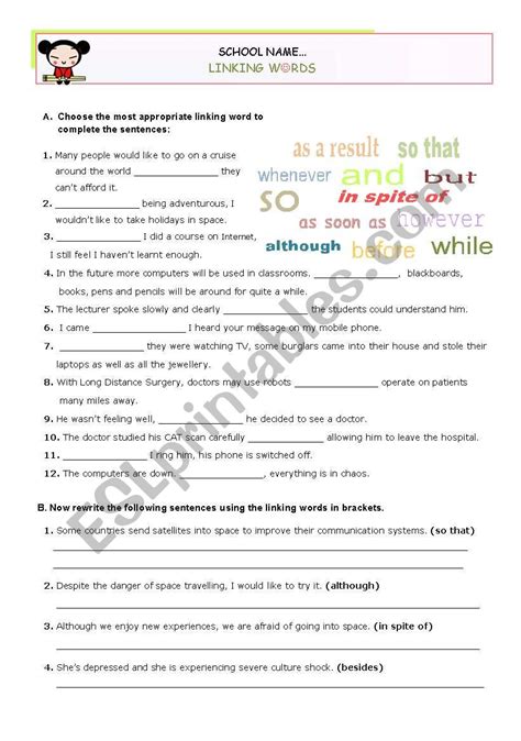 linking words intermediate exercises pdf
