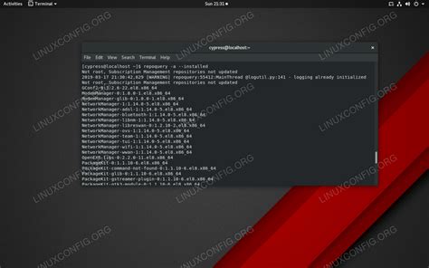 linux show installed packages redhat