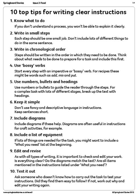 list 10 examples of written instructions