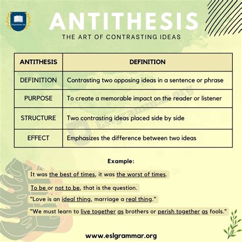 list 5 examples of antithesis