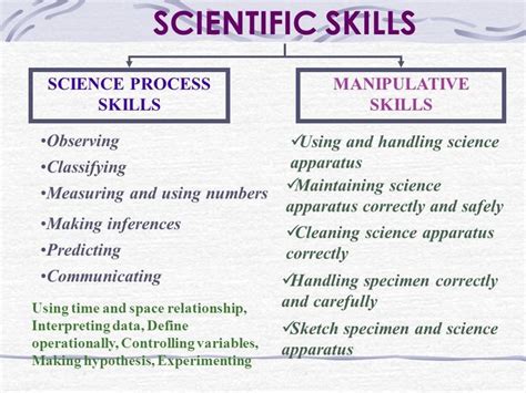 list and explain the different science process skills