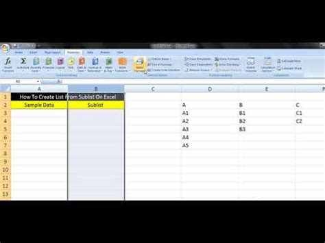 list and sublist in excel