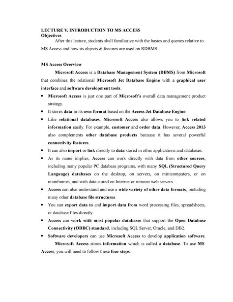 list any two objectives of ms access