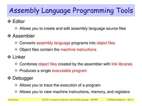 list assembly language programming tools in microprocessor