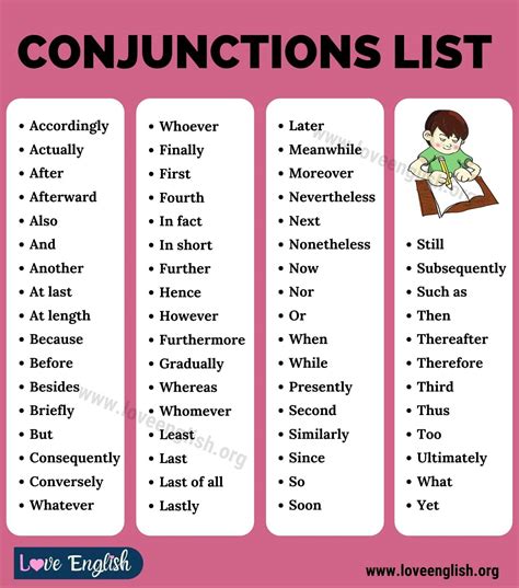 list five example of conjunction