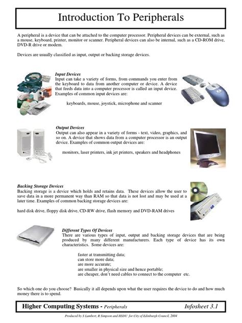 list four examples of peripheral devices