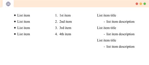 list in html with example