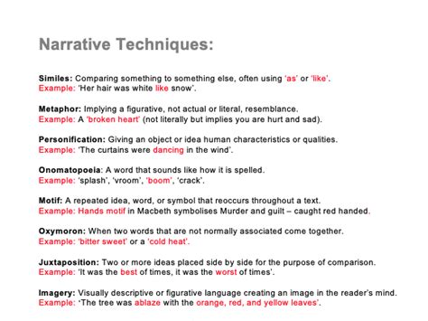 list narrative techniques