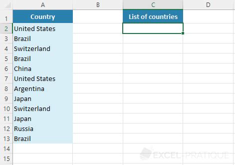 list of all countries excel file