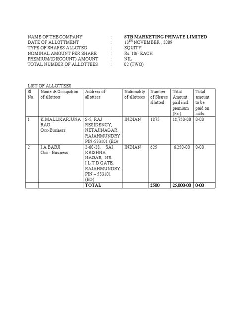 list of allottees format in excel pdf download