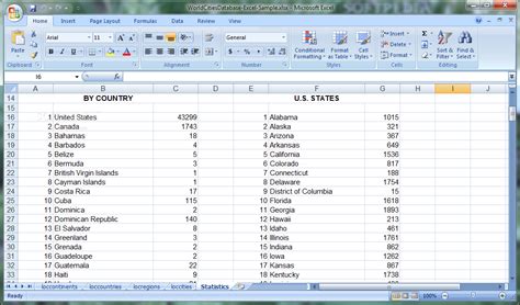 list of cities and countries in the world excel