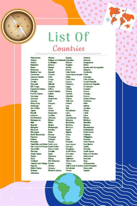 list of countries in the world in excel format