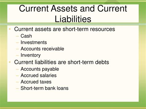 list of current assets and current liabilities