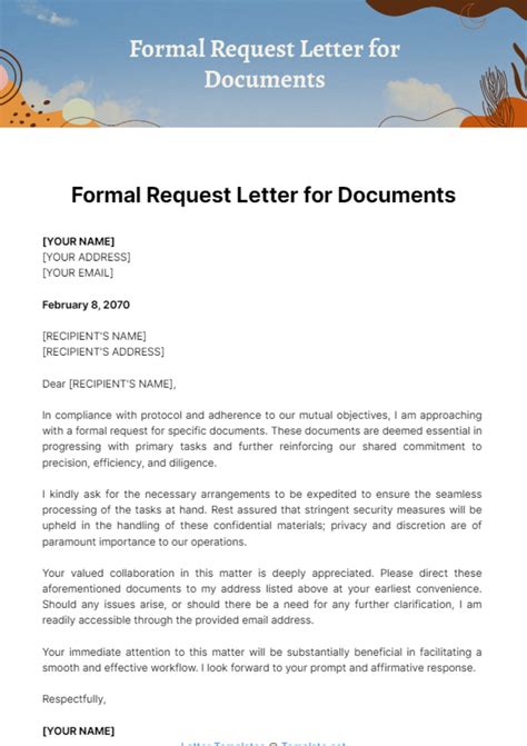 list of documents request letter format
