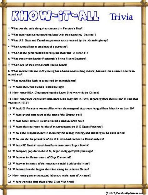 list of fun trivia questions and answers