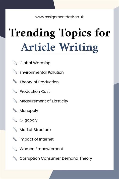 list of topics for article writing