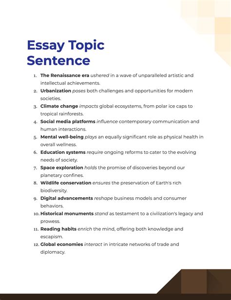 list statement topic sentence examples