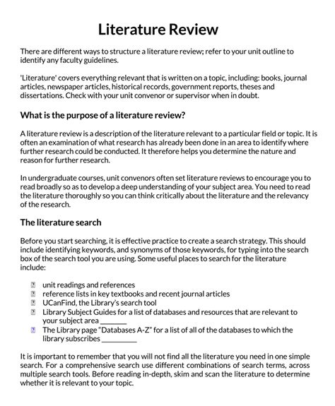 literature review questions examples