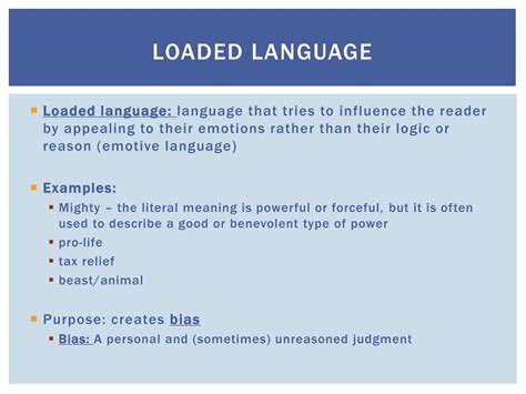 loaded language examples in literature