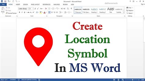 location symbol code in ms word