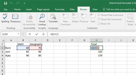 lock number in formula excel