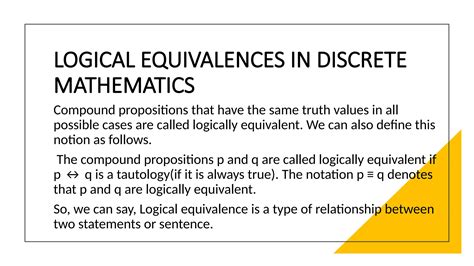 logical equivalence in discrete mathematics ppt