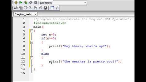logical not program in c