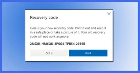 lost microsoft recovery code