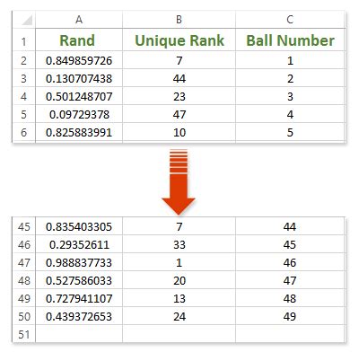 lotto number generator in excel