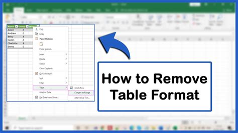 mac excel remove table