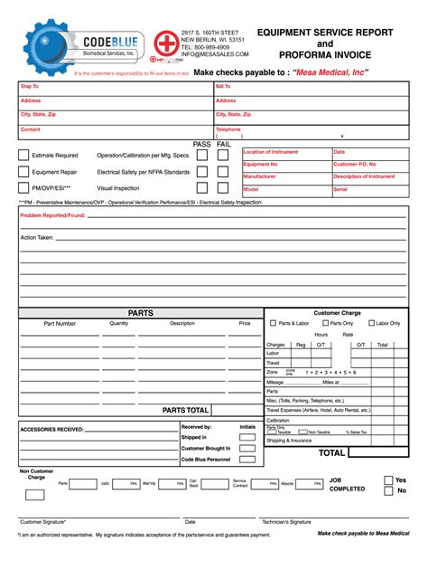 machine service report format in excel