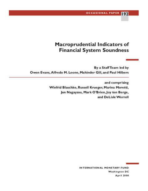 macroprudential indicators of financial system soundness