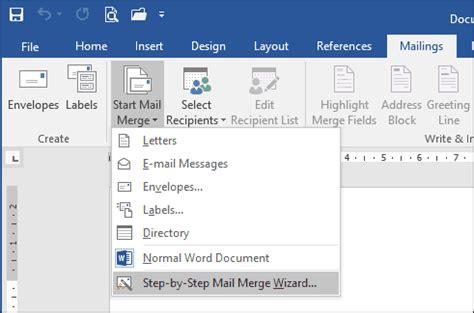 mail merge document in word