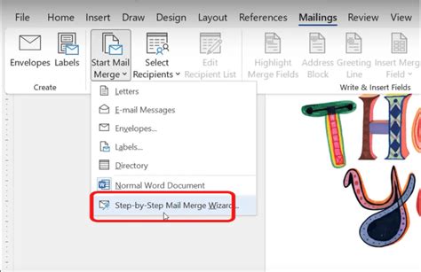 mail merge features in word processing