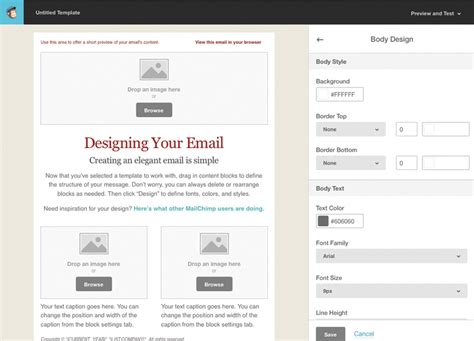 mailchimp email dimensions