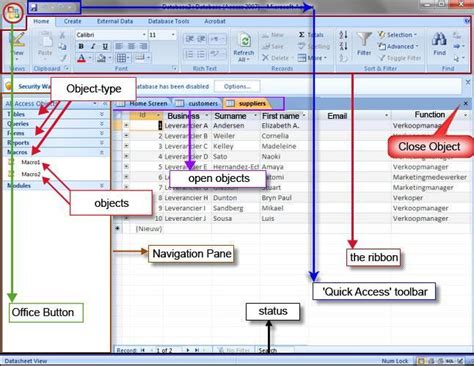 main components of microsoft access