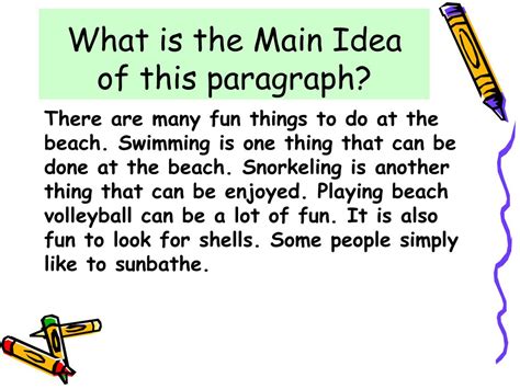 main idea examples paragraph with answers