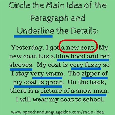 main idea meaning and examples paragraph