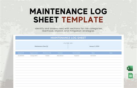 maintenance log sheet template excel
