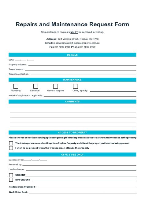 maintenance request example