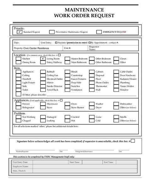 maintenance request types