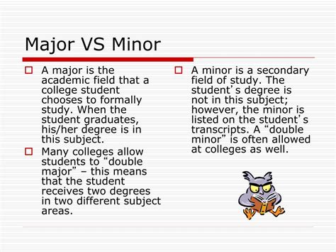 major and minor degree examples