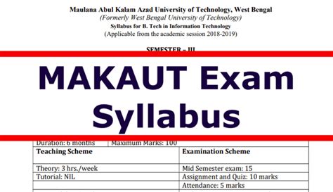 makaut exam syllabus