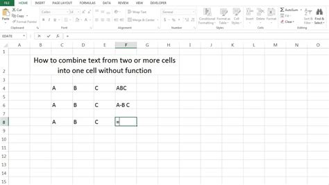 make 3 cells one in excel