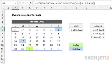 make a calendar in excel with formulas