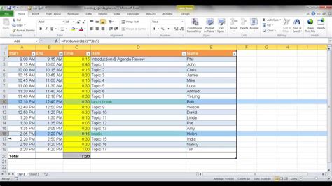 make agenda in excel