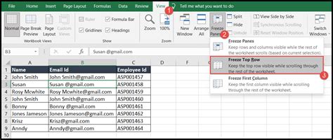make first row as header in excel