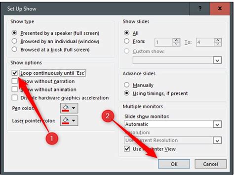 make powerpoint run continuously loop