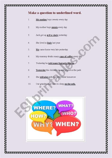 make question for underlined words