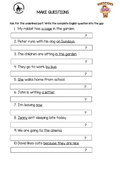 make wh questions for the underlined words with answers pdf